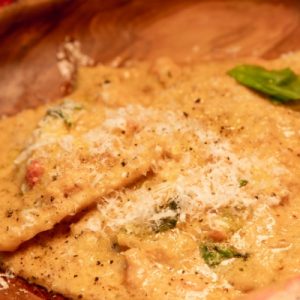 Raviolis de gambón rojo